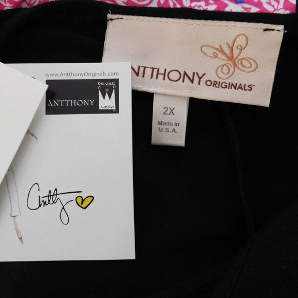 NEW Anthony Originals Black Tunic Top Dress Pockets Asymmetrical Hemline Size 2X - Picture 3 of 5